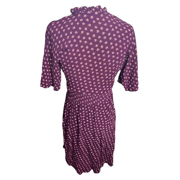 Moonglow Vintage Purple Elastic Waist Floral 3/4 Sleeve Dress Women's Est XS-SM - Picture 2 of 7